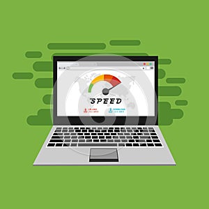 Website loading speed, Server speed, page speed test flat design vector illustration - Vector