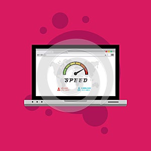 Website loading speed, Server speed, page speed test flat design vector illustration - Vector