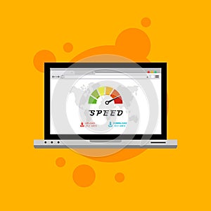 Website loading speed, Server speed, page speed test flat design vector illustration - Vector