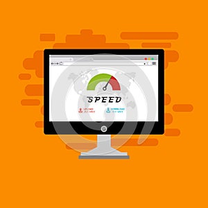 Website loading speed, Server speed, page speed test flat design vector illustration - Vector