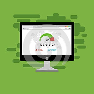 Website loading speed, Server speed, page speed test flat design vector illustration - Vector