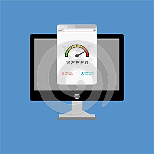 Website loading speed, Server speed, page speed test flat design vector illustration - Vector