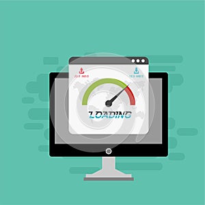 Website loading speed, Server speed, page speed test flat design vector illustration - Vector