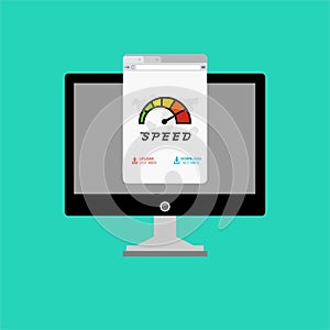 Website loading speed, Server speed, page speed test flat design vector illustration - Vector