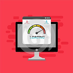 Website loading speed, Server speed, page speed test flat design vector illustration - Vector