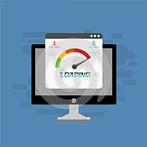 Website loading speed, Server speed, page speed test flat design vector illustration - Vector