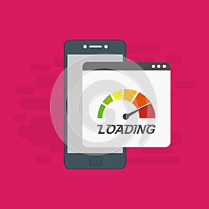 Website loading speed, Server speed, page speed test flat design vector illustration - Vector