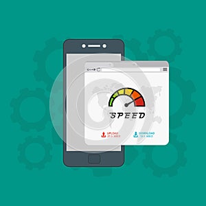 Website loading speed, Server speed, page speed test flat design vector illustration - Vector