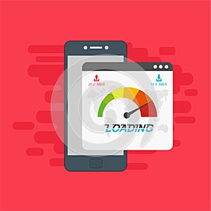 Website loading speed, Server speed, page speed test flat design vector illustration - Vector