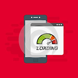 Website loading speed, Server speed, page speed test flat design vector illustration - Vector