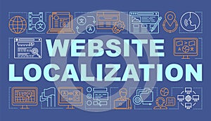 Website localisation word concepts banner. Manage multilingual websites, international SEO. Presentation, website