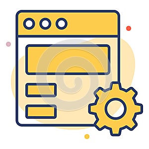 website management flat line icon modern illustration