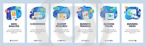 Website and mobile app onboarding screens vector template