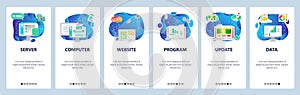 Website and mobile app onboarding screens vector template