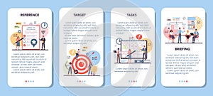 Website mobile application banner set. Process of website development
