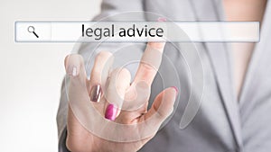 Website navigation bar with the text legal advice