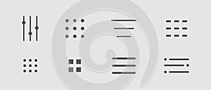 Website navigation button. Hamburger menu line icon set Hamburger interface menu, minimal ui popup burger. Template
