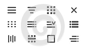Website navigation button. Hamburger menu line icon set Hamburger interface menu, minimal ui popup burger. Template