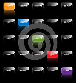 Website navigation tabs buttons design web site bar bars menu system vector template development icon icons map black elements