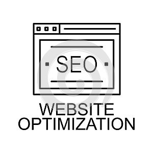 website optimization line icon. Element of seo and web optimization icon with name for mobile concept and web apps. Thin line