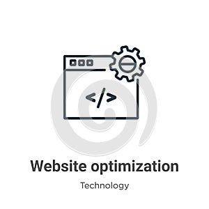 Website optimization outline vector icon. Thin line black website optimization icon, flat vector simple element illustration from