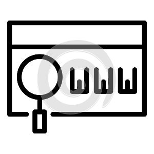 Website page with magnifying glass line style icon for website