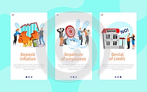 Website page set about business problem, flat template page design vector illustration. People work for idea homepage