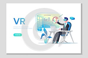 Website page shows all the privileges of using VR technology for presentations, learning and online conferences