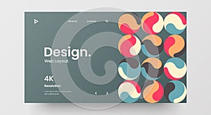 Website part for responsive web design. Abstract geometric pattern layout mock up. Landing page block vector illustration template