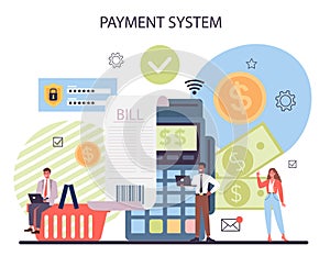 Website payment system testing set. Pay to NFC by card