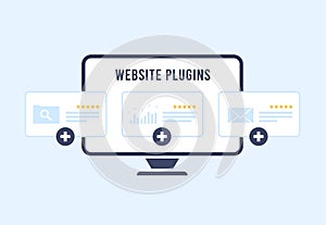 Website plugin concept - enhance ecommerce CMS with extensions. Improve digital marketing with SEO plugins and web developer photo