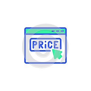 Website with price button icon vector