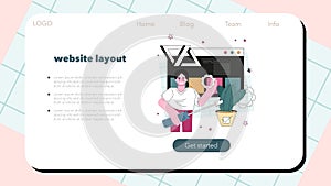 Website programming web banner or landing page. Content management