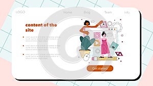 Website programming web banner or landing page. Content management