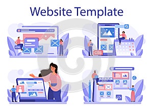 Website prototyping set. Web page modeling, interface development