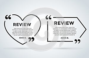 Website review quote citation blank template vector icon comment customer circle paper information text chat citing