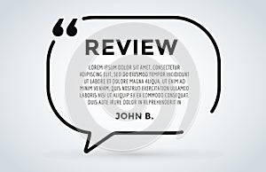 Website review quote citation blank template vector icon comment customer circle paper information text chat citing