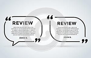Website review quote citation blank template vector icon comment customer circle paper information text chat citing photo