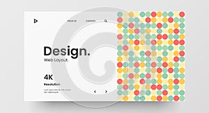 Website screen part for responsive web design. Abstract geometric pattern banner layout. Landing page block vector template.