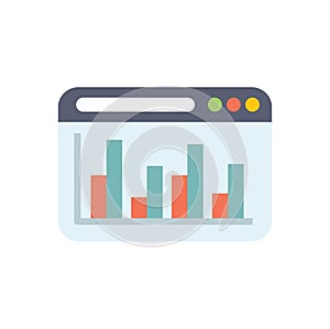 Website showing statistical bar chart graph analytics