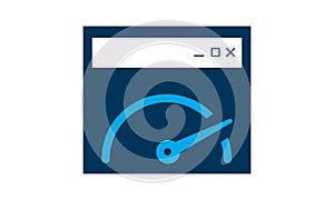 Website speed loading time vector icon isolated, web browser with speedometer test showing fast good page loading time illustratio