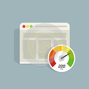 Website speed loading time vector icon, web browser seo analyzer