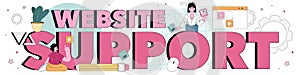 Website technical support typographic header. Idea of web page hosting,