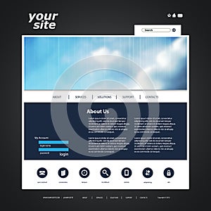 Website Template with Blurred Clouds Background Design