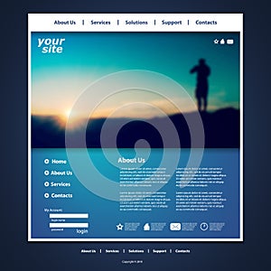 Website Template with Blurred Header Background Design