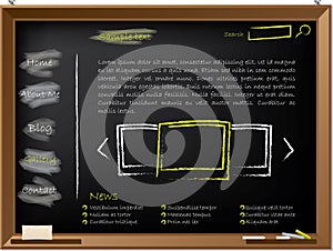 Website template design on blackboard