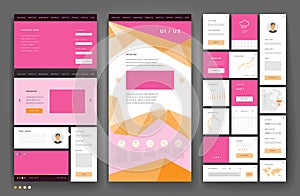 Website template design with interface elements