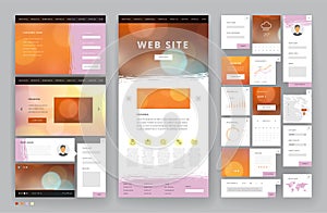 Website template design with interface elements