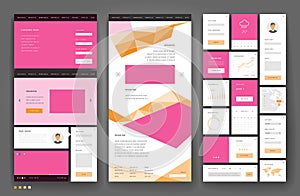 Website template design with interface elements