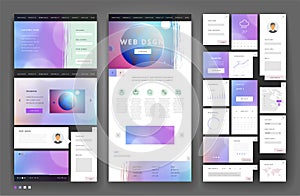 Website template design with interface elements